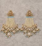 blue kundan pearl strand earrings