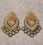 green kundan statement-earrings