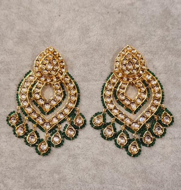 green kundan statement-earrings