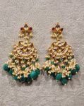 kundan earrings with green drops