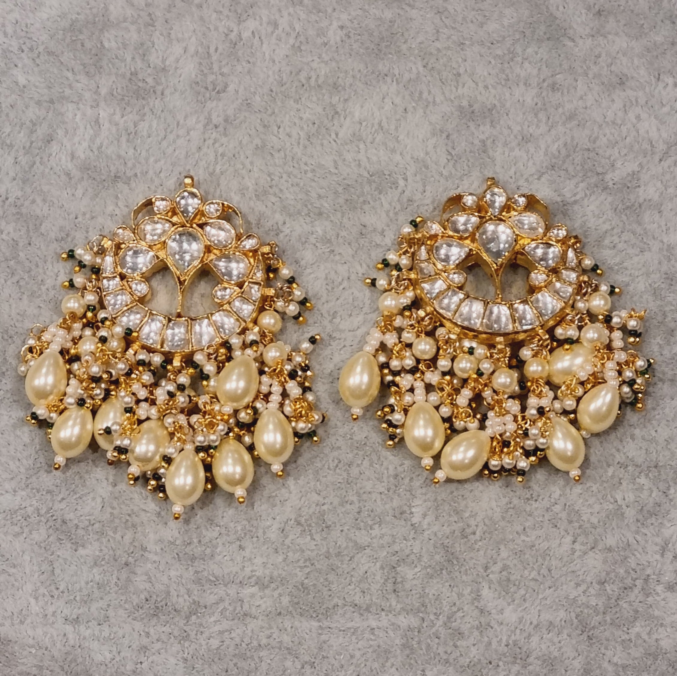 kundan earrings with pearl drops