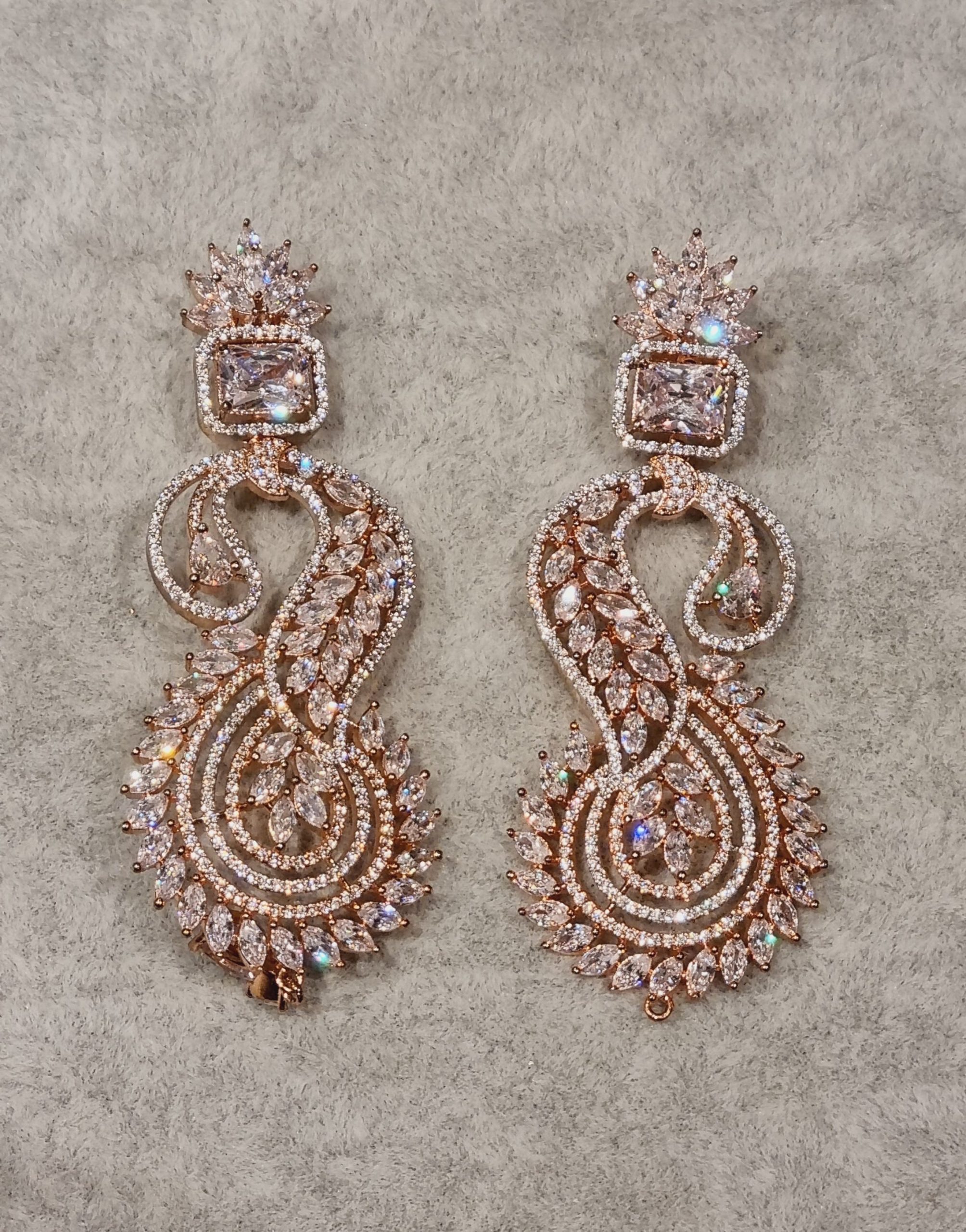 long diamanté encrusted earrings