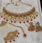 red crystal necklace with tikka.